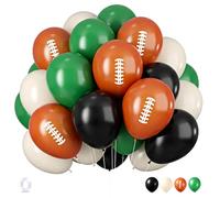 40 Pcs Rugby Balloons 10 Inch Dark Green Black White Latex Balloon Rugby Printed Balloons for Foot Ball Themed Party Sports Birthday Decorations