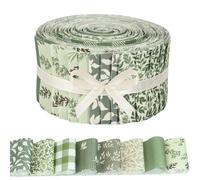 40 Pcs Sage Green Floral Cotton Jelly Fabric Strips Spring Sage Leaves Fabric Strips for Quilting Crafting Precut Patchwork for Gift Sewing DIY Crafts