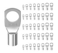 40 Pcs SC Cable Lugs Set, Tinned Copper Battery SC Ring Terminal Connectors, Battery Cable Ends Lugs, Electrical Tubular Terminals Connectors Crimp Lugs Wire Connectors for Auto Cars Boats
