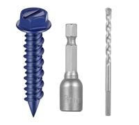 40 Pcs Self Tapping Concrete Screws Anchors, M6.3 x 32mm Slotted Hex Flange Head Masonry Screws for Brick Wall, Concrete Bolts for Fixing on Cement Block, Marble, Brick, Wood, Stone, with 2 Drills