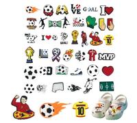 40 PCS Shoe Decoration Croc Charms,DIY Shoe Decorations Non-repeating Sport Ball Football Goal Ball player Clog Charms Accessories for Kids Boys Adults Sport Fans Party Gifts Decoration