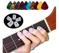 40 Pcs Silicone Guitar Finger Guards Guitar Fingertip Protection Covers Caps with 10pcs Guitar Picks for Stringed Instruments(5 Sizes)