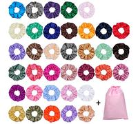 40 PCS Silk Satin Hair Scrunchies, Colorful Hair Scrunchy Set Strong Elastic Bobble Hair Bands, Solid Color Traceless Accessories Ropes Ties For Women Girls Ponytail Holder, 40 Colors