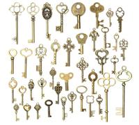 40 Pcs Skeleton Key Charms, Antique Bronze Flying Keys, Rustic Vintage Pendants Set for DIY Jewelry Making, Room Decor, Wedding Party Favours, Handmade Accessories