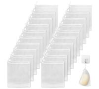 40 PCS Soap Saver Bag, Exfoliating Mesh Soap Saver Pouch Bags, Bubble Mesh Net Bags with Drawstring, Easy to Store, for Shower, Face Cleansing, White