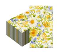 40 Pcs Spring Floral Guest Napkins 13.5 x 16 Inch Disposable Watercolor Yellow Daisy Paper Napkins Decorative Wildflower Pattern Dinner Hand Towels for Summer Garden Wedding Birthday Party Table