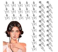 40 Pcs Star Hair Clips, Metal Star Clip, 2 Styles of Stars Styling Barrettes, Stars Cute Silver Hair Accessories Non-slip Snap Clips for Kids, Girls, And Women Carnival Concert Party Dance (Silver)