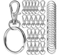 40 PCS Swivel Lobster Clasps, Key Ring Hoop, Keyring Making Kit 20pcs Lobster Clasps and 20pcs Keyring, Key Chain Hooks with Split Rings for Lanyard Jewelry Making Crafts Silver