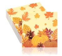 40 Pcs Thanksgiving Napkins, Autumn Paper Napkins, Fall Orange Napkin, Pumpkin Maple Leaf Napkin for Thanksgiving Harvest Party Decoration, 33X33cm (Style 1)