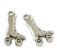40 Pcs Tibetan Style Zinc Alloy 3D Pendants, Roller Skates, Lead Free & Cadmium Free, Antique Silver, 21x11x4mm, Hole: 1.5mm. For Earrings, Bracelets, Necklaces, Chains, Etc.