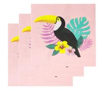40 Pcs Tropical Aloha Paper Napkins, Pink Toucan Design, Hawaiian Themed Disposable Cocktail Napkin for Luau, Beach, and Summer-Themed Birthday Party Supplies 6.5"