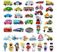 40 PCS Vehicle Magnets, Vehicles and Professions Fridge Magnets for Kids-Common Vehicles, Airplane, Boat & Occupations-Magnetic Transport Refrigerator Decors Educational Learning Toys for Toddlers
