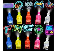 40 PCS Video Game Party Favours Goodie Bag Fillers - Kids LED Light Up Finger Lights Toys, Glow in The Dark Rave Accessories for Boys Girls Birthday Halloween Party Supplies