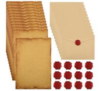 40 Pcs Vintage Writing Paper and Envelopes,Letter Writing Set,Stationary Set with 12 Vintage Envelopes,16 A5 Letter Paper,12 Wax Seal Stickers for Love Letters, Weddings, Birthdays, Christmas
