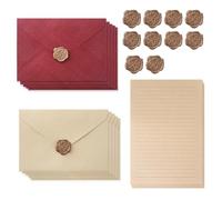40 Pcs Vintage Writing Paper and Envelopes Set - 20 A5 Letter Writing Paper, 10 Vintage Envelopes & 10 Wax Seal Stickers, Letter Writing Set for Love Letters, Weddings, Birthdays, Invitations