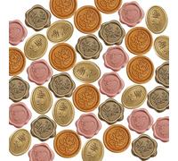 40 pcs Wax Seal Stickers, VEINARDYL 3D Floral Shape Wax Stamp Sticker, Self Adhesive Wedding Invitation Envelope Seal Stickers for Scrapbooking Easter Party Gift Wrapping - Antique Gold
