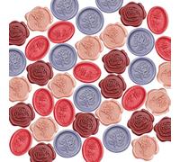 40 pcs Wax Seal Stickers, VEINARDYL 3D Floral Shape Wax Stamp Sticker, Self Adhesive Wedding Invitation Envelope Seal Stickers for Scrapbooking Easter Party Gift Wrapping - Red