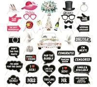 40 pcs Wedding Photobooth Props Kits Hen Do Party Photo Booth Frame Bridal Shower Party Frame Photo Booth Props for Wedding Hen Night Props Bridal Shower Bachelorette Decorations