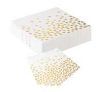 40 PCS White and Gold Napkins, 16.5 x 16.5 cm Gold Serviettes Disposable Party Napkin Paper Folding 2 Layers Tableware Dinnerware Soft & Thick for Birthday Wedding Graduation Baby Shower Mother’s Day