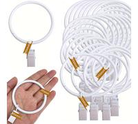 40 Pcs White Curtain Rings with Clips for Curtain Rods, Metal Decorative Curtain Clip, Rustproof Drapery Clip Rings Curtain Rod Clips Hangers for Bathroom, Living and Guest Room (2 inch)