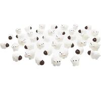 40 Pcs White Miniature Sheep Figurines Mini Herd of Sheeps Figure Toy Cake Toppers Moss Landscape DIY Terrarium Crafts Ornament, Cake and Cupcake Topper Decorations Non-Edible