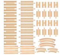 40 Pcs Wooden Train Track Expansion Packs Wood Male Female Train Track Adapters Straight Wood Train Track Bulk Compatible with All Major Trains Railway