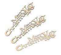 40 Pcs Wooden Unfinished Merry Christmas Decoration | Christmas Pattern, Khaki Colour, Plastic Finish, Door Display, Christams Themed Party Use, Handmade Embellishments