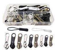 40 Pcs Zipper Pull Replacement, Metal Zipper Head for Nylon Coil Zipper, Essential Sewing Supplies for Repairing Clothes Jeans Coats Jacket Backpack Luggage Tents