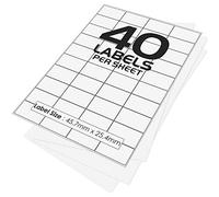 40 Per Page/Sheet, 1000 Sheets (40000 Sticky Label), iSOUL White Blank Matt Self-Adhesive A4 Address Shipping Labels Stickers, Laser Inkjet compatible L7654/J8654 Printer Paper 45.7 X 25.4 mm JAM FREE