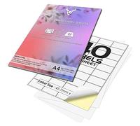 40 Per Page/Sheet, 50 Sheets (2000 Sticky Label), iSOUL White Blank Matt Self-Adhesive A4 Address Shipping Labels Stickers, Laser Inkjet Compatible L7654/J8654 Printer Paper, 45.7 X 25.4 mm JAM Free