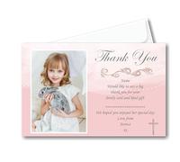 40 Personalised Girls Pink Holy Communion Thank you Cards With Envelopes TH32