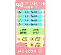 40 Personalize Name and Icon Stickers, No-Iron. Great for Clothes and Objets, School, Camp, Nursing Care. Microwave, Dishwasher and Freezer Safe Labels. (40, Fruits)