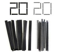40 Piece 2.54mm Pin Headers PCB Board 40 Pin Male and Female Header Connector Kit for Arduino Prototype Shield,20pcs Male Header, 20pcs Female Header