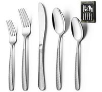 40-Piece Hammered Silverware Set, Deedro Stainless Steel Heavy Dury Flatware Kitchen Cutlery Set for 8, Food-Grade Tableware Set, Utensil Sets for Home Restaurant, Mirror Finish, Dishwasher Safe