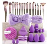 40 Piece Makeup Brush Set Professional Makeup Kit for Women Foundation Blends Premium Beauty Tools, Sponge Face Powder Concealers Eyeshadow Blush for Makeup Applicators (40 Pieces - Purple)