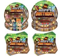 40 Piece Party Tableware Set, Children's Birthday Tableware Set, Party Tableware Birthday, Children's Birthday Tableware Set, with Plates Napkins, for Birthday Party Girls Boys