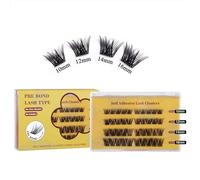 40-Piece Pre-Glued Eyelash Clusters in 4 Sizes with Transparent Protective Case - Reusable Self-Adhesive Synthetic Lashes Kit Including Tweezers for Effortless Application