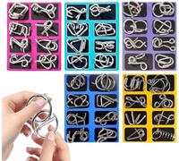 40 Piece Puzzle Games Set, 3D Brainteaser Metal Puzzle IQ Games for Students - Patience Games and Puzzle Ring Gifts, Puzzle Games to Promote Logic (Purple, Green, Yellow, Pink, Blue)