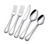 40 Piece Silverware Set for 8, Terlulu Stainless Steel Flatware Set, Mirror Polished Cutlery Set Utensil Set, Tableware Include Forks Spoons Knives for Home Restaurant, Beaded Handle, Dishwasher Safe