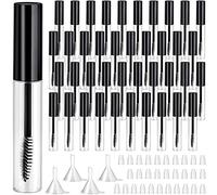 40 Pieces 10 ml Empty Mascara Tubes Eyelash Wand Refillable Clear Bottles Eyelash Cream Container Bottle with 4 Pieces Transparent Funnels Transferring Castor Oil for DIY Cosmetics, Black