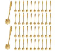 40 Pieces 4.9'' Reusable Mini Gold Metal Coffee Spoons, Stainless Steel Cute Daisy Patterns Dessert Spoons for Cake Ice Cream Sugar Honey Spices