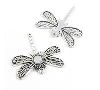 40 Pieces Antique Silver Tone Jewelry Charms K6BP1C Dragonfly Cabochon Base Setting Craft Art Making Crafting Beading