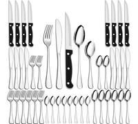 40 Pieces Cutlery Set with Steak Knives, PionStar Stainless Steel Cutlery Set for 8 People, Cutlery Set Include Knives, Forks, Spoons, Teaspoons and Steak Knives, Dishwasher Safe/Mirror Polished