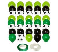 40 Pieces Football Balloons, 2 Rolls Of Ribbons, Birthday Decoration Balloons, Party Football Balloons, Latex Football Balloons