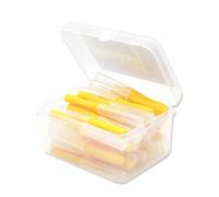 40 Pieces Interdental Brush Supple Push-Pull Plastic Teeth Brushes Handheld Oral Hygiene Tool Household Travel Yellow 0.4mm