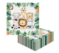 40 Pieces Jungle Party Napkins, Children's Birthday Napkins, Forest Animal Decorative Napkins, Fairy Tale Animal Square Napkins, Suitable for Children's Birthday, Holiday, Party Napkins