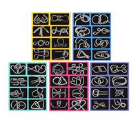 40 Pieces Metal Wire Puzzle, 3D Interlocking Metal Brain Teaser I Q Test Disentanglemen Iron Link Unlock Interlock Game Chinese Ring Magic Trick Toy for Party Favor Kids Adults Challenge