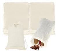 40 Pieces Muslin Bags, 15x10cm Cotton Muslin Bags for Cooking, 100% Cotton Drawstring Bag, Reusable Tea Bags Empty Mesh Bags Spices Bags for Jam Making, Loose Tea, Coffee, Filters, Spices