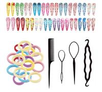 40 Pieces Of Colorful Hair Clips, 100 Pieces Of Colorful Hair Ties And 4 Pieces Of Black Hair Twisters, Children'S Hair Accessories, Cute Hair Accessories, Hair Accessories