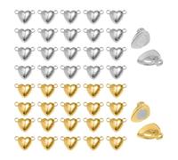 40 Pieces of Heart-Shaped Magnet Buckles, Love Magnet Buckles, Heart-Shaped Magnet Buckles, Magnetic Opening and Closing Buckles, Jewelry DIY Accessories (Gold, Silver)